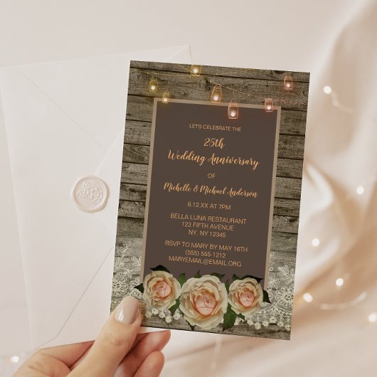 ラスティック ローズレース メイソンジャー ライト 25周年記念 招待状