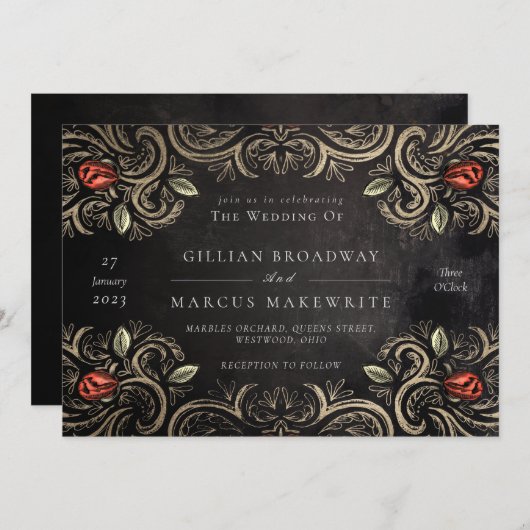 ラスティック ローズ 招待状 (正面/裏面)