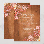 ラスティック ワイルドフラワーの花の結婚式 招待状 (正面/裏面)