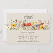 ラスティック ワイルドフラワー ウェディング リハーサル ディナー 招待状 (正面)