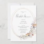 ラスティック ワイルドフラワー オーバル フレーム ブライダル シャワー 招待状 (正面)