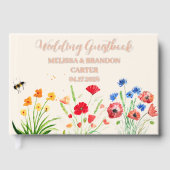 ラスティック ワイルドフラワー ガーデン 春の水彩 結婚式 ゲストブック (正面)