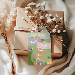 ラスティック ワイルドフラワー バンティング サイン セーブ ザ デート ギフトタグ