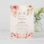 ラスティック ワイルドフラワー ピンクの結婚式招待状 招待状 (スタンド正面)