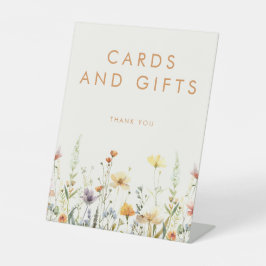 ラスティック ワイルドフラワー ブライダル シャワー カードとギフト 台座サイン