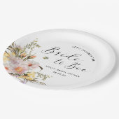 ラスティック ワイルドフラワー ブライドトゥビー ハニービー ブライズシャワー ペーパープレート (アングル)
