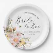 ラスティック ワイルドフラワー ブライドトゥビー ブライダルシャワー ペーパープレート (正面)
