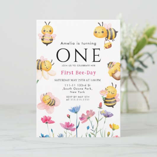 ラスティック ワイルドフラワー ボヘミアンファーストビーデイ 招待状 (スタンド正面)