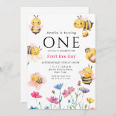 ラスティック ワイルドフラワー ボヘミアンファーストビーデイ 招待状 (正面/裏面)