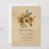 ラスティック ヴィンテージ ひまわり ウェディング セーブザデート (正面)
