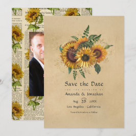 ラスティック ヴィンテージ ひまわり ウェディング セーブザデート