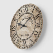 ラスティック ヴィンテージ アンティーク ファミリー ネーム ローマン ニューメラル ラージ壁時計 (傾斜)