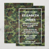 ラスティック ヴィンテージ カモフラージュ ウェディング インビテーション (正面/裏面)