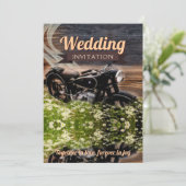 ラスティック ヴィンテージ バイク ウェディング 5x7 招待状 (スタンド正面)
