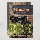 ラスティック ヴィンテージ バイク ウェディング 5x7 招待状 (正面/裏面)