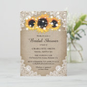 ラスティック ヴィンテージ バーラップレースひまわり ブライダルシャワー 招待状 (スタンド正面)
