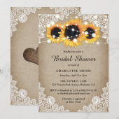 ラスティック ヴィンテージ バーラップレースひまわり ブライダルシャワー 招待状 (正面/裏面)