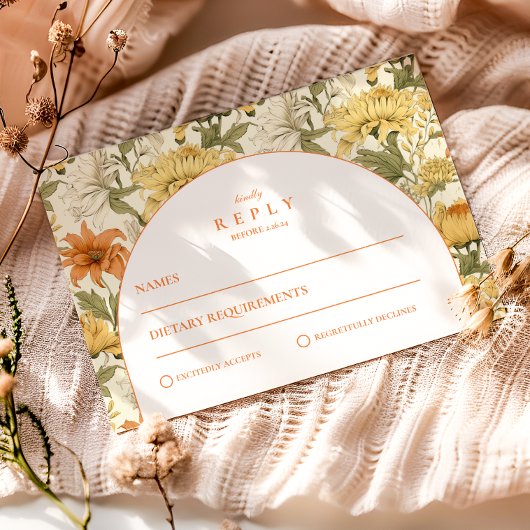 ラスティック ヴィンテージ フラワーの結婚式 出欠カード