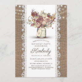 ラスティック ヴィンテージ メイソンジャー バルーン ライト 誕生日 招待状