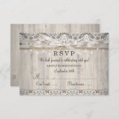 ラスティック ヴィンテージ レース ウッド ウェディング ライト RSVP (正面/裏面)