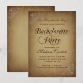ラスティック ヴィンテージ 紙 バチェロレッテ パーティー 招待状 (正面/裏面)