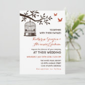 ラスティック ヴィンテージ 鳥かご ホワイト ウェディング インビテーション (スタンド正面)