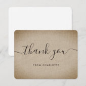 ラスティック ヴィンテージ 麻のウェディング シャワー 誕生日 サンキューカード (正面/裏面)