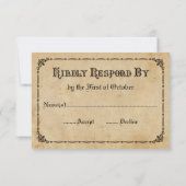 ラスティック ヴィンテージ RSVP 結婚式招待状アナウンスメント (裏面)