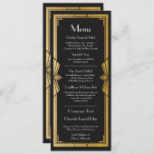 ラスティック 1920年代 アートデコ ウェディング レセプション メニュー 招待状 (正面/裏面)