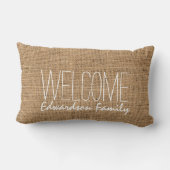 ラスティッモダンク·バーラップ·ウェルカム·ファミリ名 ランバークッション (裏面)