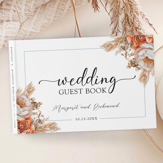 ラスティテラコッタピーニー結婚フローラズゲストブック ゲストブック