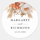 ラスティテラコッタピーニー結婚フローラ ラウンドシール (正面)
