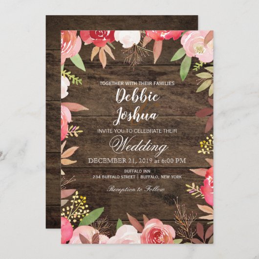 ラスティバラ素朴カントリーウェディング招待状 招待状 (正面/裏面)