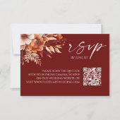 ラスティブルゴーニュフローラQRコードウェディングRSVPカード 出欠カード (正面)