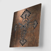 ラスティメタルアールヌーボーデザインオンA スクエア壁時計 (傾斜)