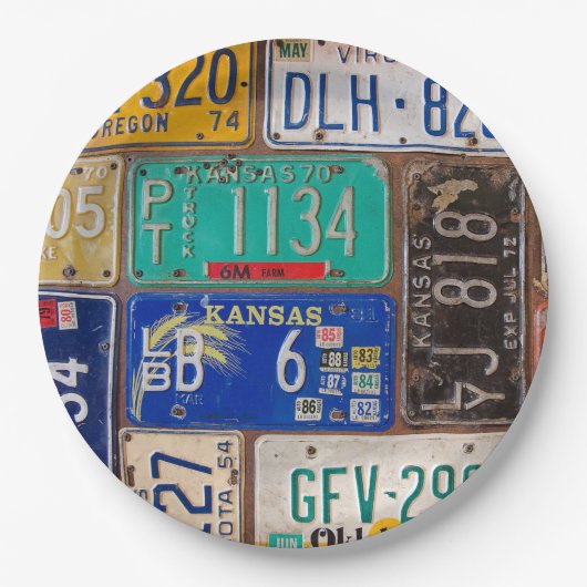 ラスティレトロライセンスプレートコレクション ペーパープレート (正面)