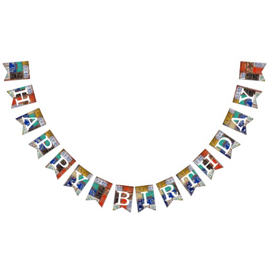 ラスティレトロライセンスプレート誕生日 バンティングフラッグ (全)