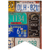 ラスティレトロライセンスプレート誕生日 バンティングフラッグ (第1の旗)