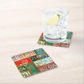 ラスティレトロライセンスプレート スクエアペーパーコースター (インサイチュ)