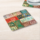 ラスティレトロライセンスプレート スクエアペーパーコースター (アングル)