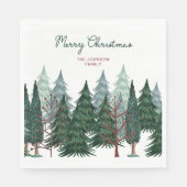 ラスティンググリーンツリーズフォレストクリスマスホリデー スタンダードランチョンナプキン (正面)