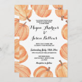 ラスティングズパ結婚ンプキン秋ウォーターカラーパンプキン 招待状 (正面/裏面)