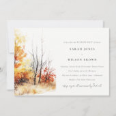 ラスティーイエローの秋の風景チェックパーティー 招待状 (正面)