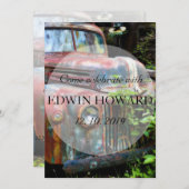 ラスティーオ素朴ールドトラック誕生日リタイアメントカスタム 招待状 (正面/裏面)