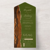 ラスティーゴールド アゲート オリーブグリーン 披露宴 ご飯のオプション ウェディング オールインワン招待状 (内側)