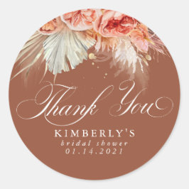 ラスティーテラコッタの花とパンパスグラス サンクス ラウンドシール