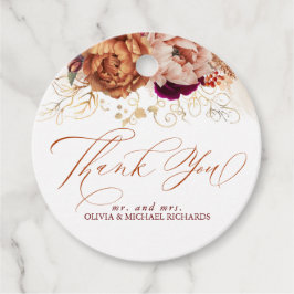 ラスティーテラコッタ バーガンディーレッド フラワーズ サンクス フェイバータグ