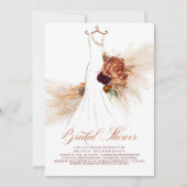ラスティーテラコッタ フローラル パンパス グラス ブライダル シャワー 招待状 (正面)