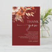 ラスティーバーガンディーフラワーブライダルシャワー サンキューカード (スタンド正面)
