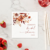 ラスティーバーガンディーブラウン花の花のプリンセスシャワー スタンダードカクテルナプキン (インサイチュ)